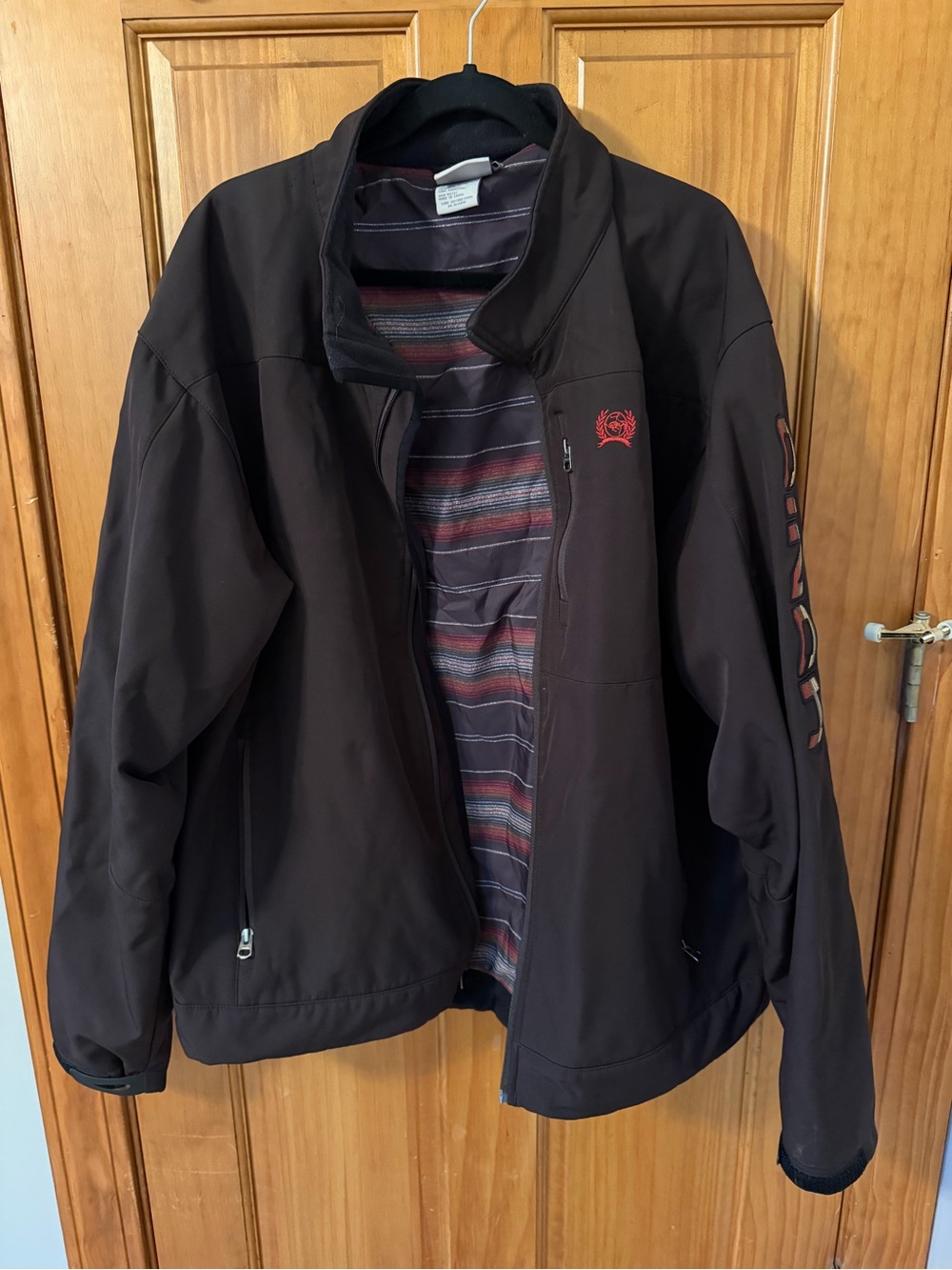 Cinch Men's Dark Brown Softshell Jacket with Red Accent